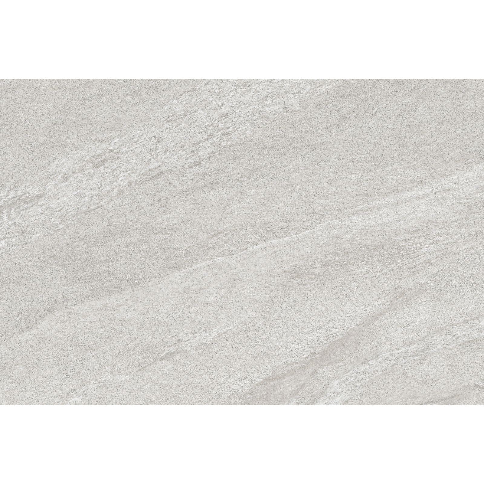 Neutral light grey porcelain paving tile showing directional movement 900x600mm