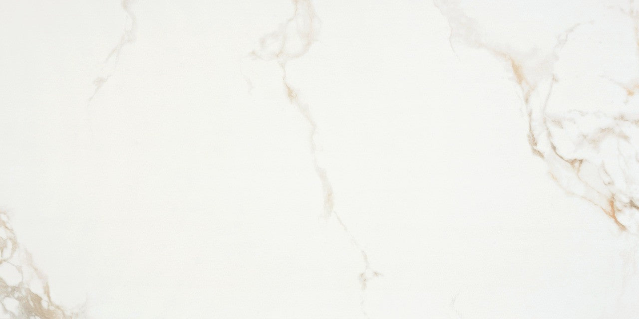 Close-up of Como White porcelain tile with satin finish and light marble-style texture.