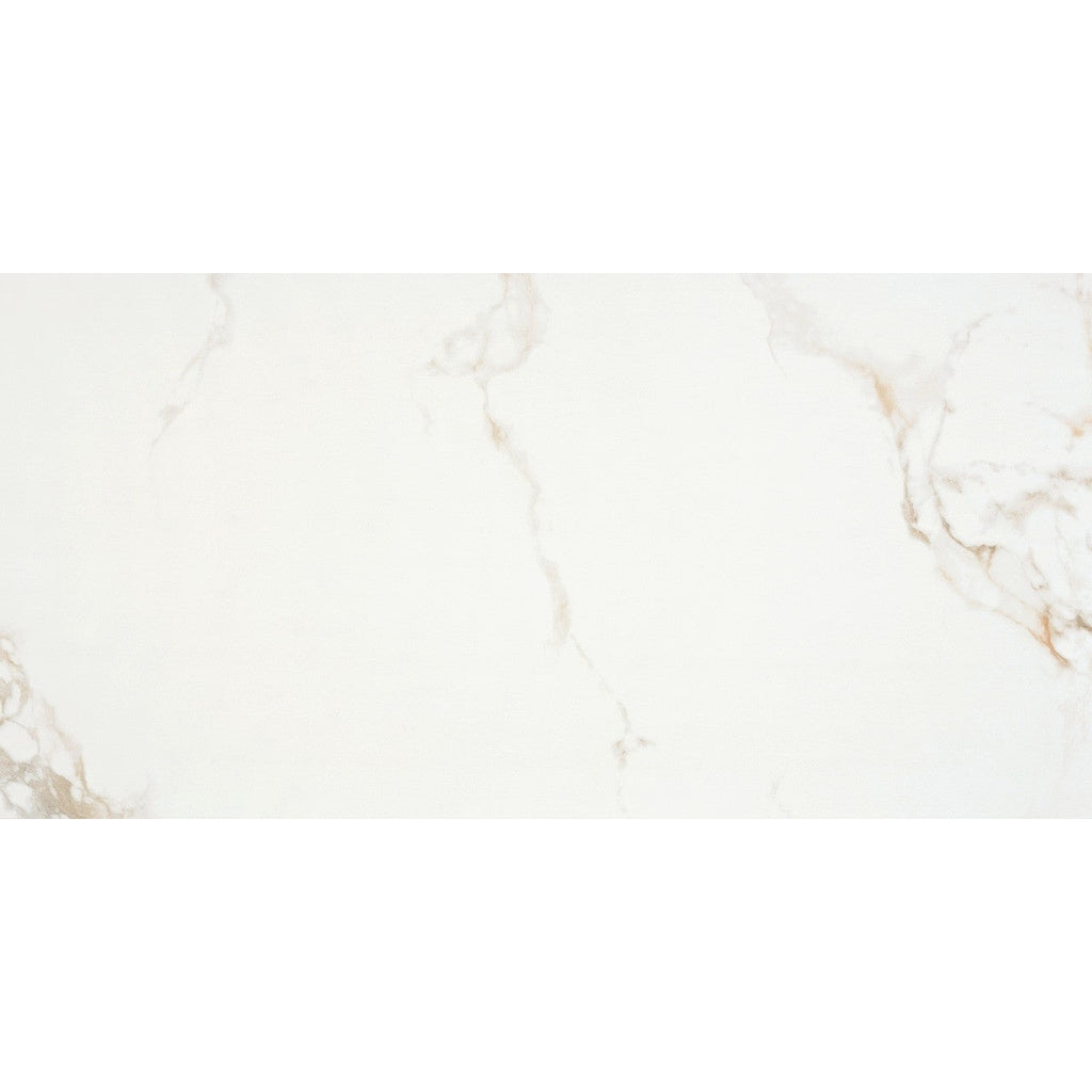Close-up of Como White porcelain tile with satin finish and light marble-style texture.