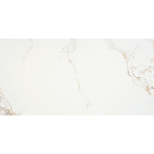 Close-up of Como White porcelain tile with satin finish and light marble-style texture.