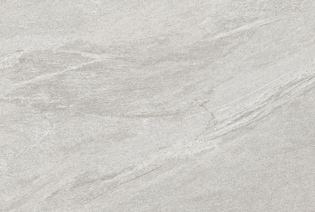 Light grey speckled stone effect porcelain paving tile face 900x600mm