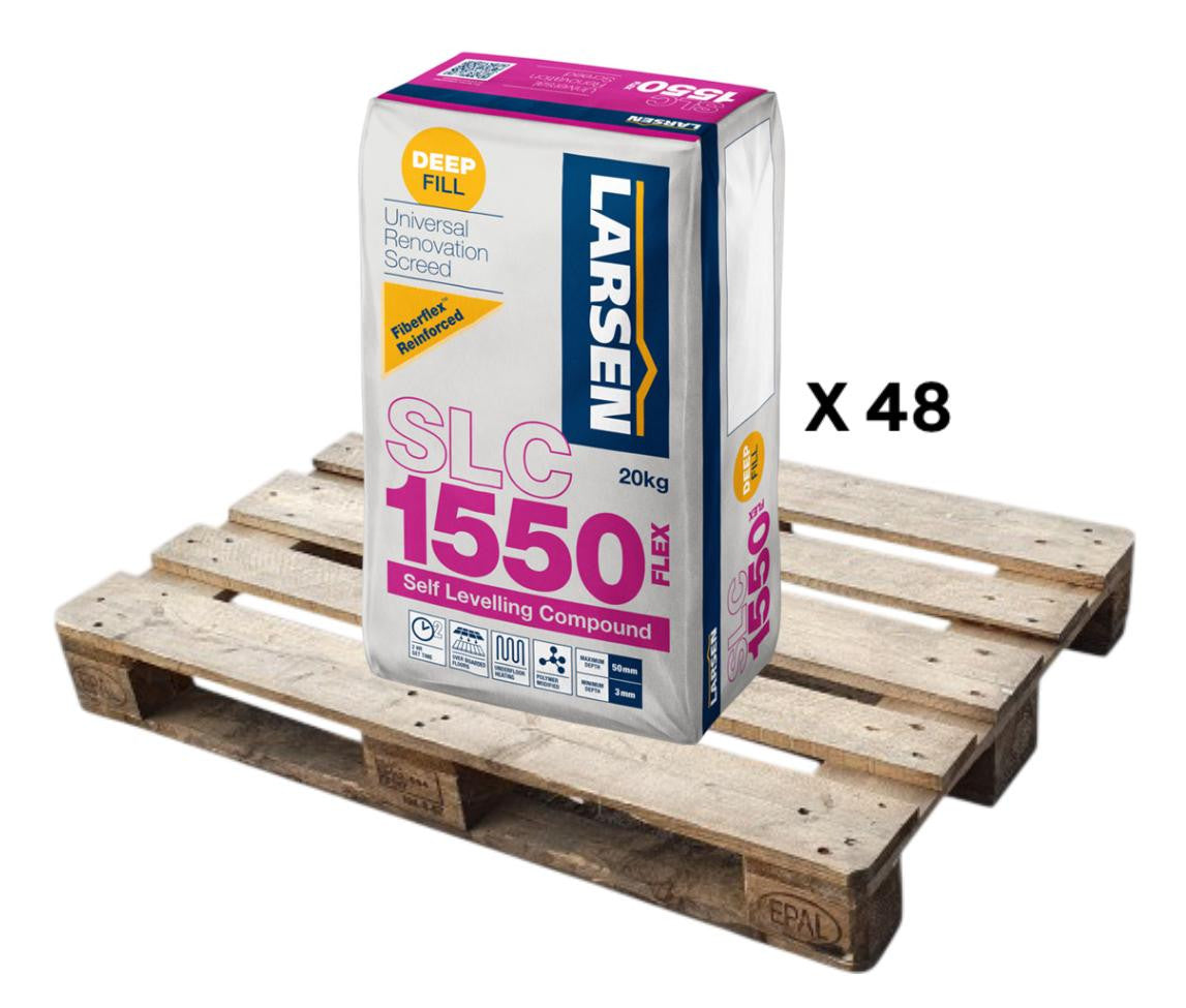 Larsen SLC1550 Rapid Set Pro Single Part Flexible Fibre Self Levelling Compound 20kg (48 Bag Pallet)