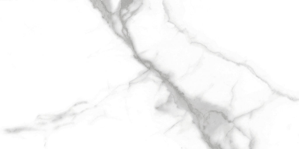 Delta White Polished Marble-Effect Porcelain Tile