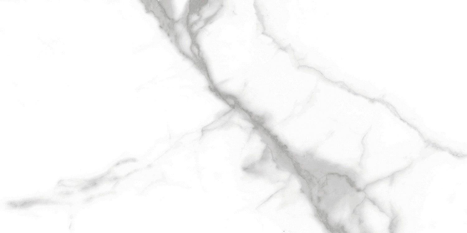 Delta White Polished Marble-Effect Porcelain Tile