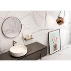 Delta White Polished Marble-Effect Porcelain Tile