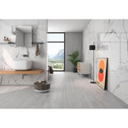 Delta White Polished Marble-Effect Porcelain Tile