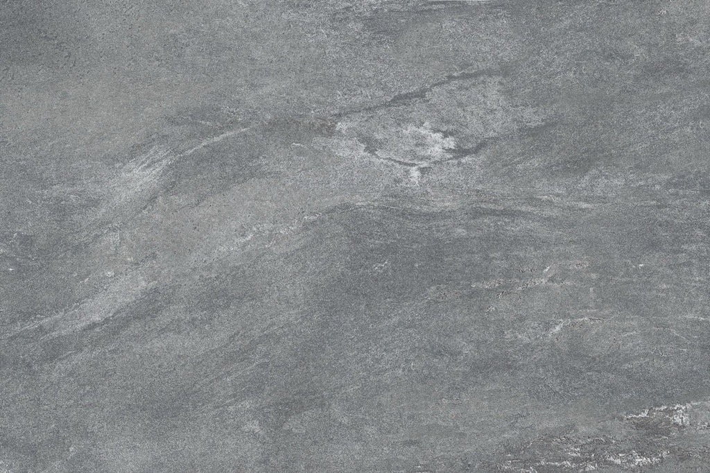 Close-up of Cloudstone mid grey stone effect porcelain paving surface texture 900x600mm