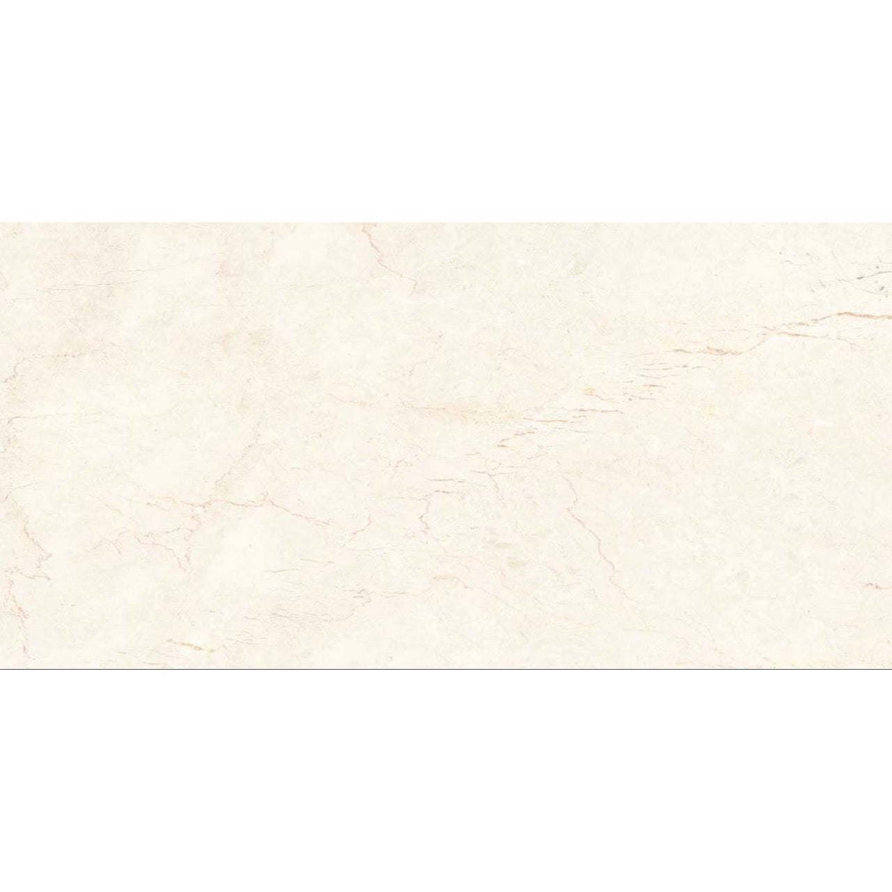 Close-up of Eden Ivory Marble Gloss Tile showcasing its soft cream base with delicate natural veining and a polished high-gloss surface. Ideal for luxurious wall and floor finishes.