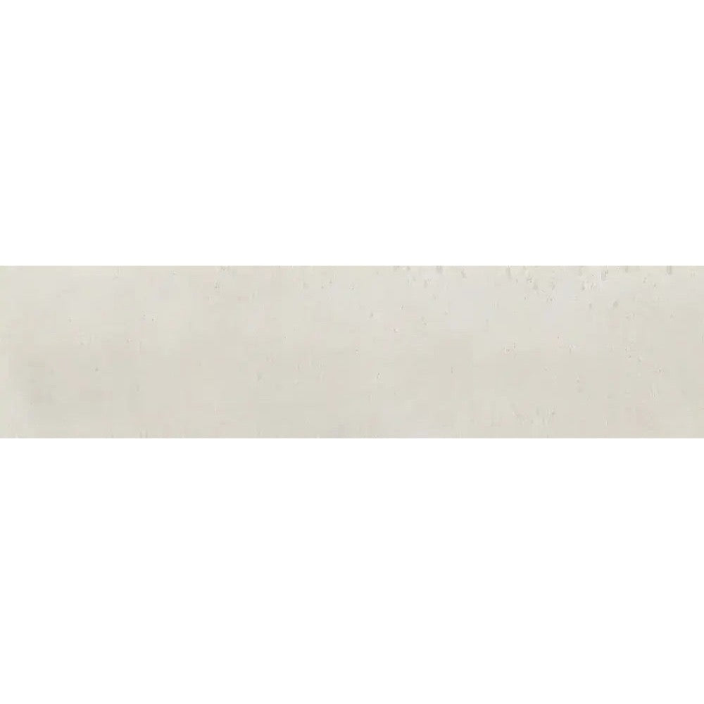 Close-up of Edgy White Glossy Metro Tile displaying natural white glaze, handcrafted surface texture and subtle beige undertones.