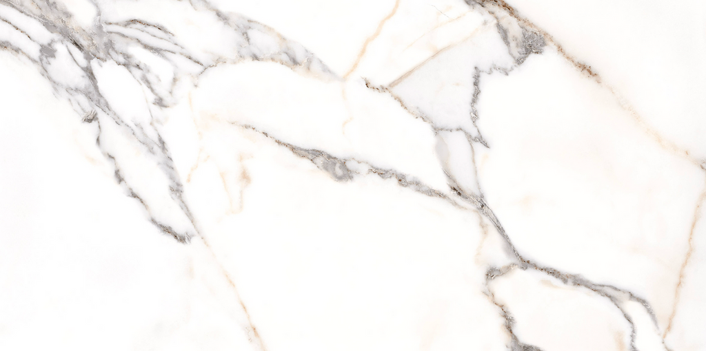 Close-up of Elysian White 3D Matt Porcelain Tile 60x120cm showing realistic marble-effect pattern and soft satin texture.