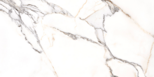 Close-up of Elysian White 3D Matt Porcelain Tile 60x120cm showing realistic marble-effect pattern and soft satin texture.