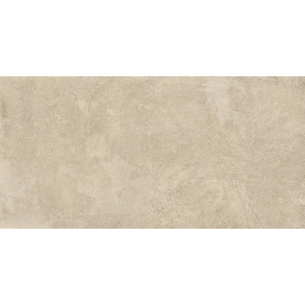 Close-up texture view of the Eterna Beige tile showcasing natural stone detail and soft beige tones.