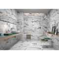 Fresco White Polished Marble-Effect Porcelain Tile