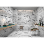 Fresco White Polished Marble-Effect Porcelain Tile