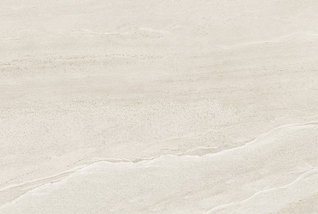Close-up of Gravel White Outdoor Tile showing its layered stone-effect surface and natural matt texture.