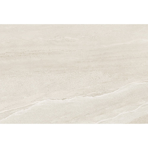 Close-up of Gravel White Outdoor Tile showing its layered stone-effect surface and natural matt texture.