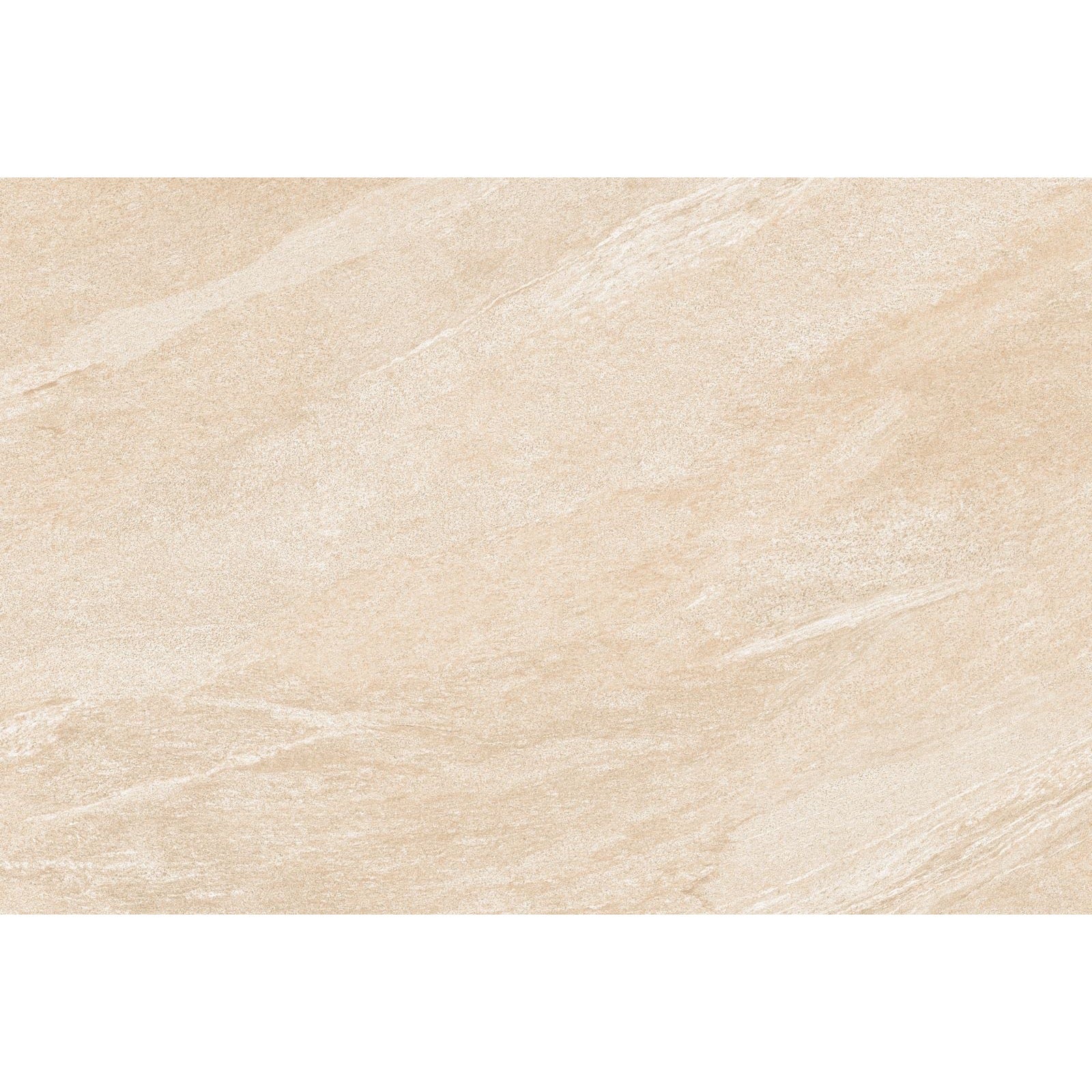 Warm cream veined stone effect porcelain paving tile face 900x600mm
