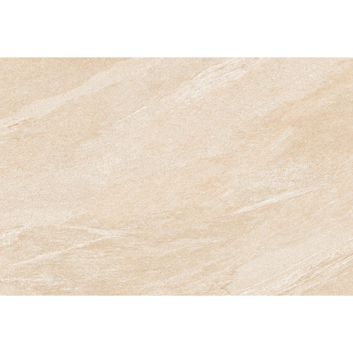 Warm cream veined stone effect porcelain paving tile face 900x600mm
