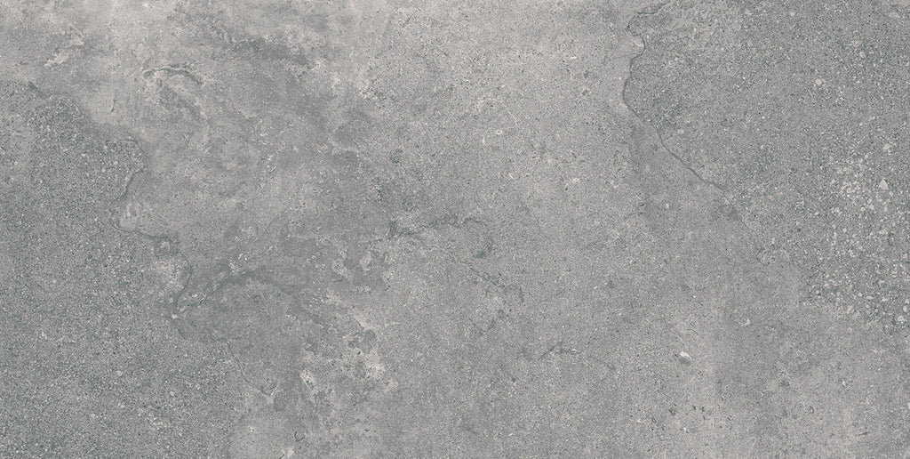 Close-up texture of the Leto Grey porcelain tile showing its natural stone-inspired matte surface and grey tonal variations.