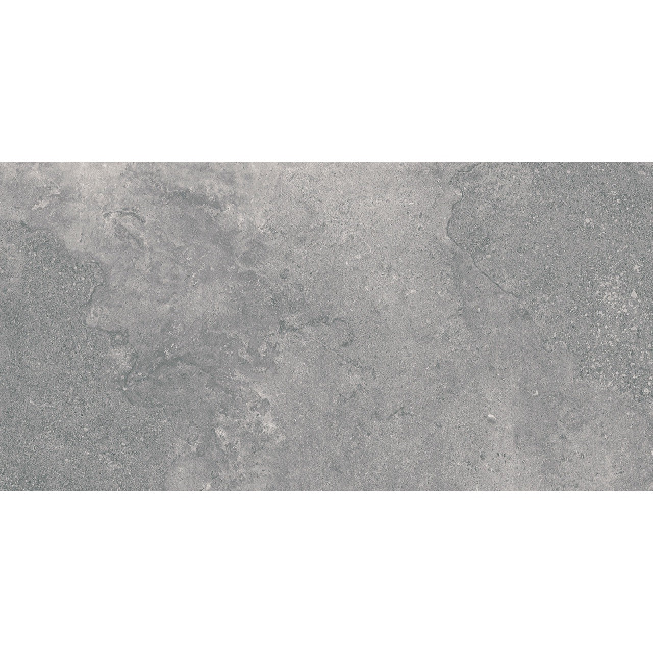 Close-up texture of the Leto Grey porcelain tile showing its natural stone-inspired matte surface and grey tonal variations.