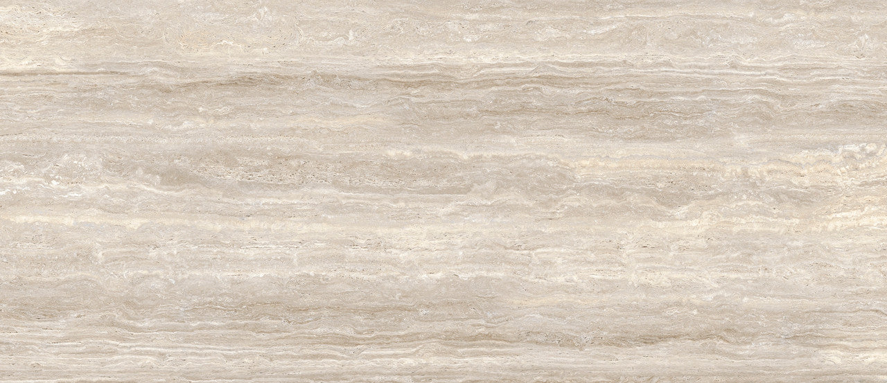 Detailed view of the Marlon Brown tile showcasing its warm brown tones and natural travertine-style veining.