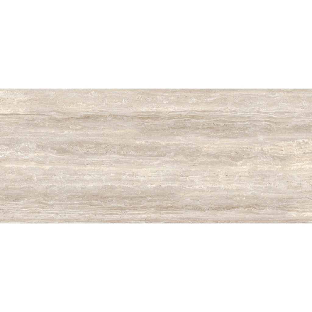Detailed view of the Marlon Brown tile showcasing its warm brown tones and natural travertine-style veining.