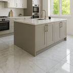 Room featuring Milan Pearl White Polished Porcelain Tiles (60x120cm) on floor and walls – large-format marble effect with high-gloss finish.