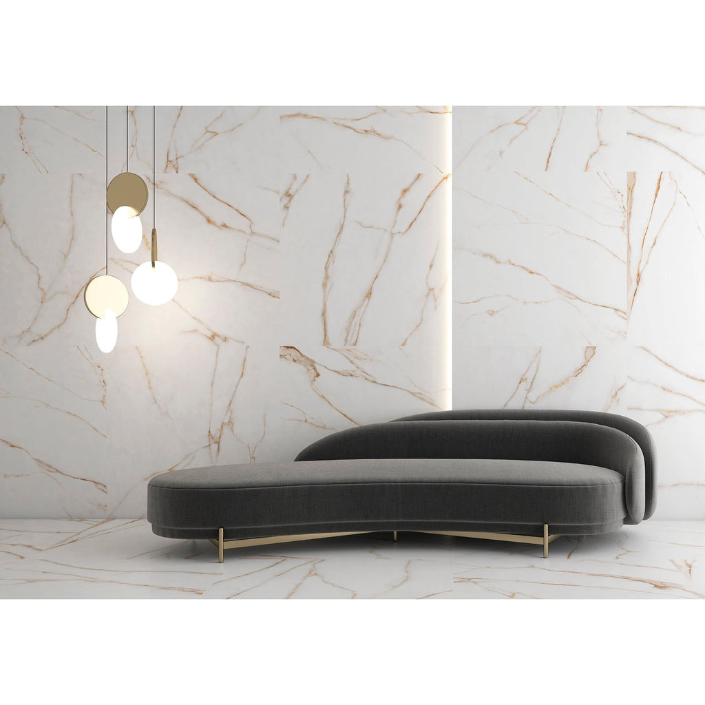 Navona Gold Polished Marble-Effect Porcelain Tile