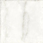Single Noble White Matt 20x20cm tile close-up, highlighting its textured surface and aged edges.