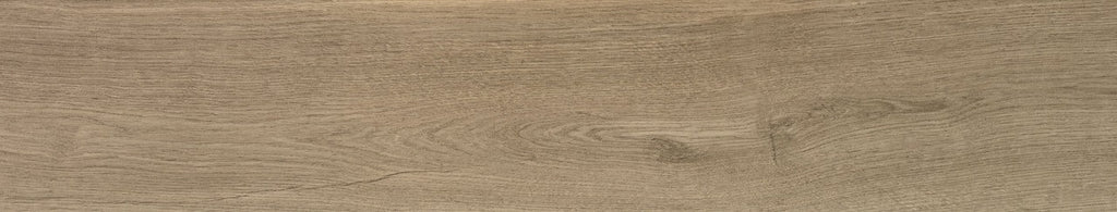 Close-up of Oakmere Pine porcelain tile surface showing lifelike wood grain texture and warm pine colouring.