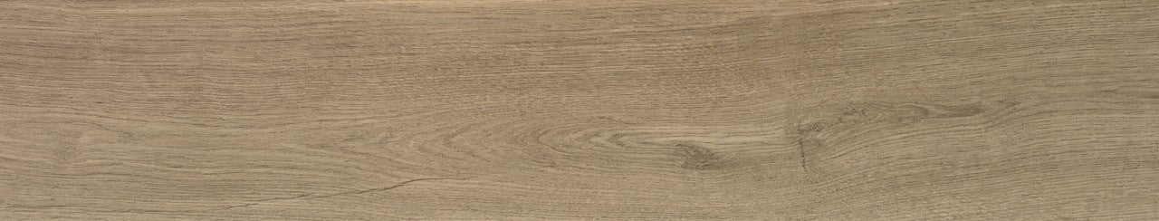 Close-up of Oakmere Pine porcelain tile surface showing lifelike wood grain texture and warm pine colouring.