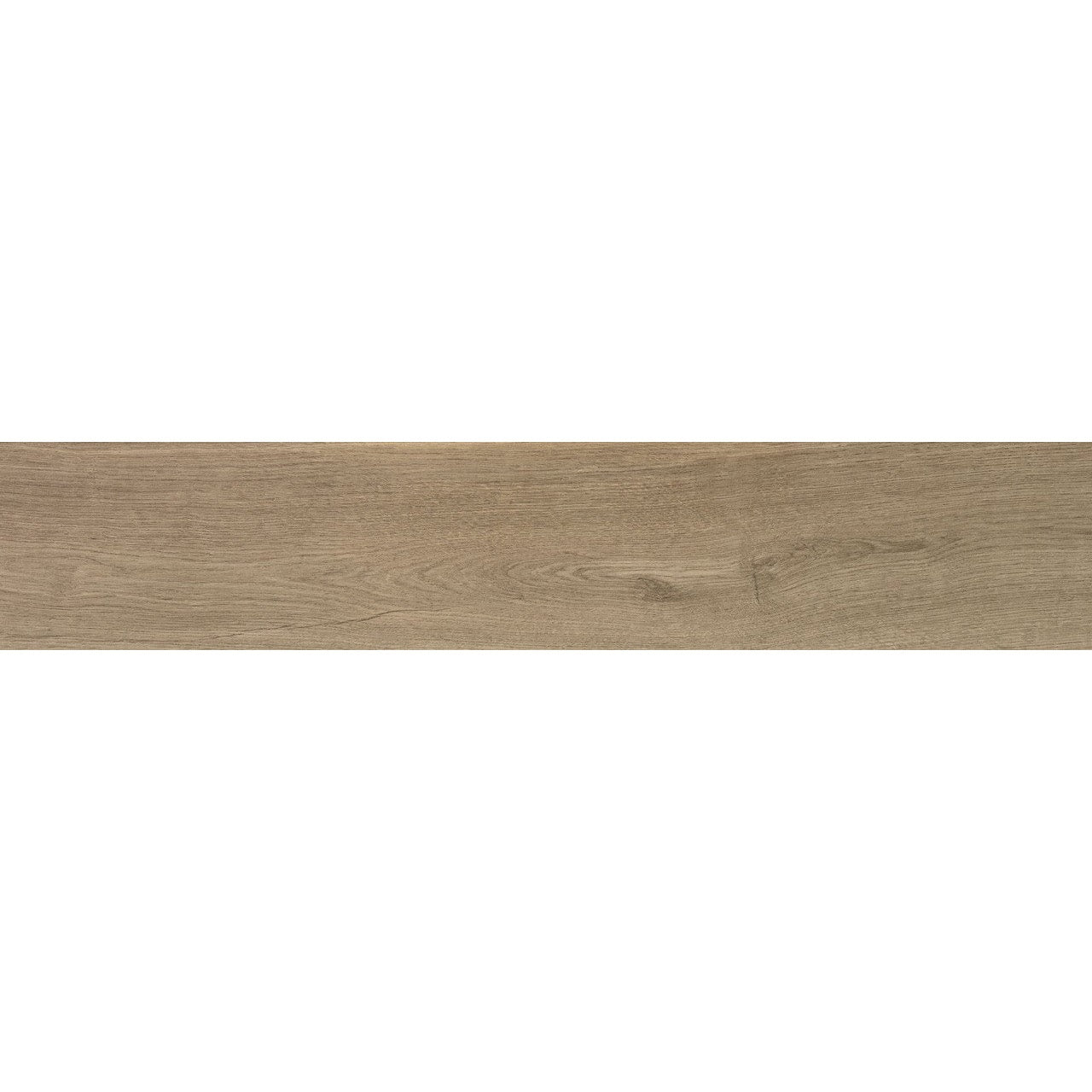 Close-up of Oakmere Pine porcelain tile surface showing lifelike wood grain texture and warm pine colouring.