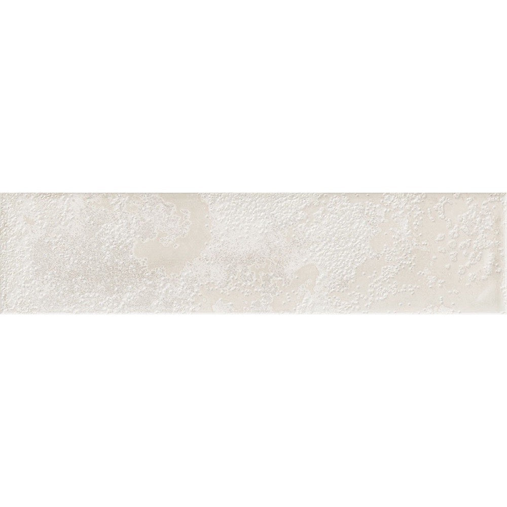 Close-up of Oceania White Metro Tile showing handcrafted-style surface and soft gloss glaze.