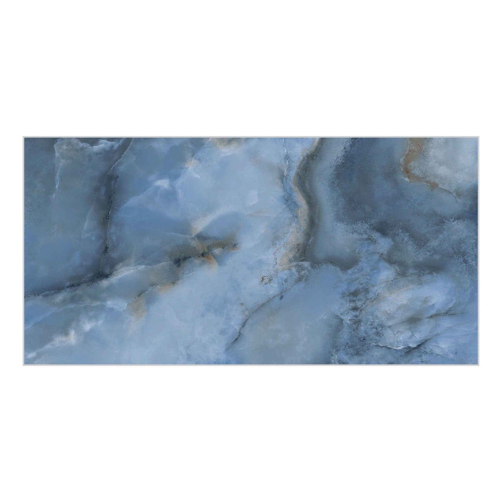 Opal Blue Super-Polished Onyx-Effect Porcelain Tile — tile face