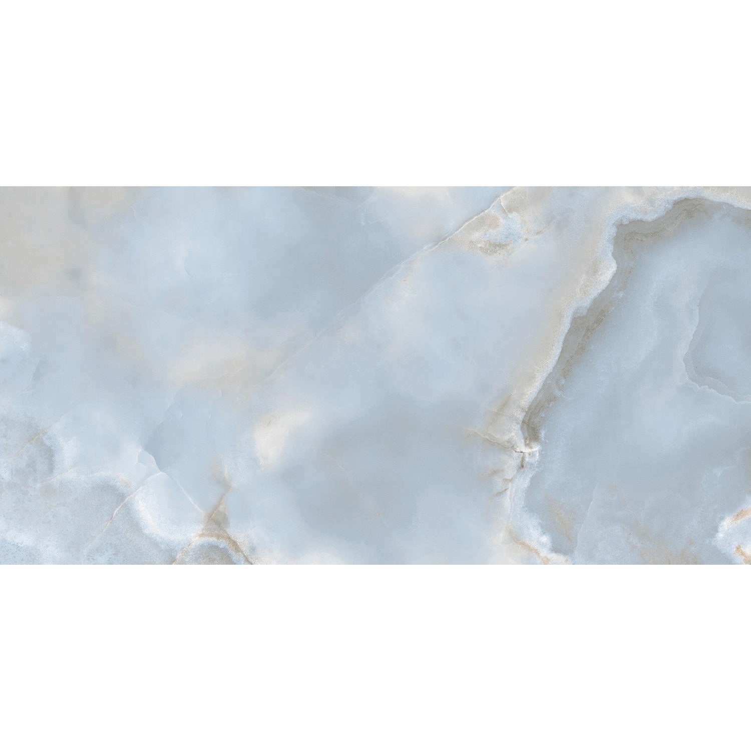 Close-up of Opal Pearl super-polished onyx-effect porcelain tile surface
