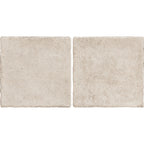 Close-up view of Pixel Beige Glossy Square Wall Tile showing soft beige tones, handcrafted texture and subtle glossy finish.