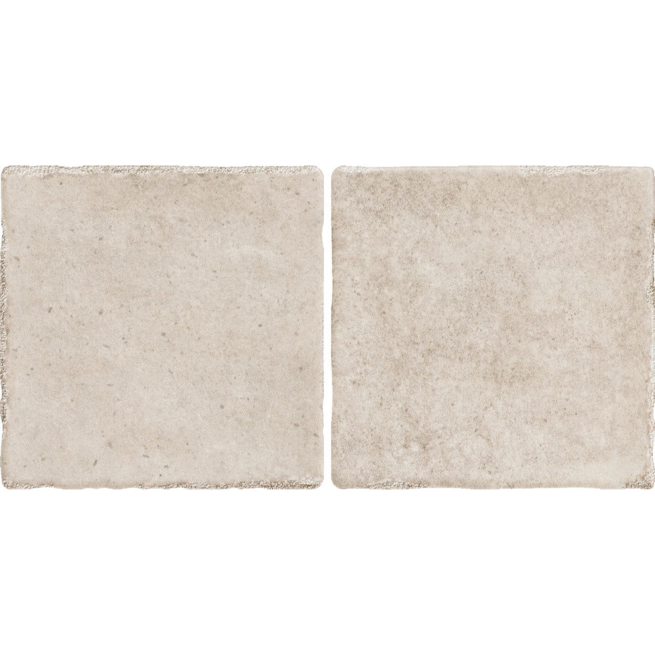 Close-up view of Pixel Beige Glossy Square Wall Tile showing soft beige tones, handcrafted texture and subtle glossy finish.