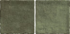 Close-up view of Pixel Green Glossy Square Wall Tiles showcasing rich sage green colour, handcrafted texture, and radiant glossy finish.