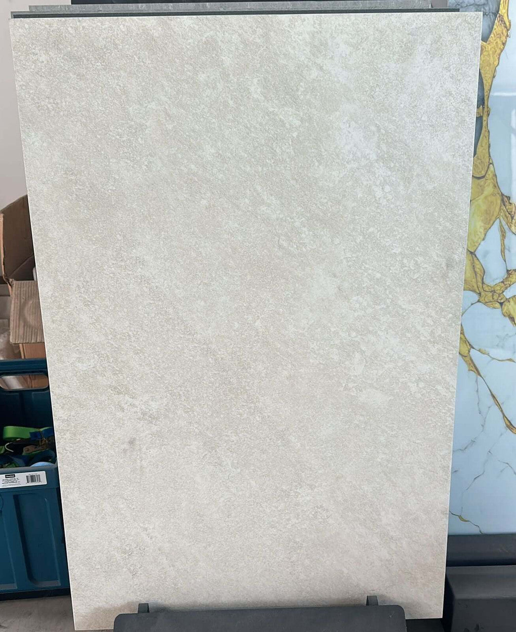 Windsor quartz porcelain paving slabs 900x600mm laid in garden