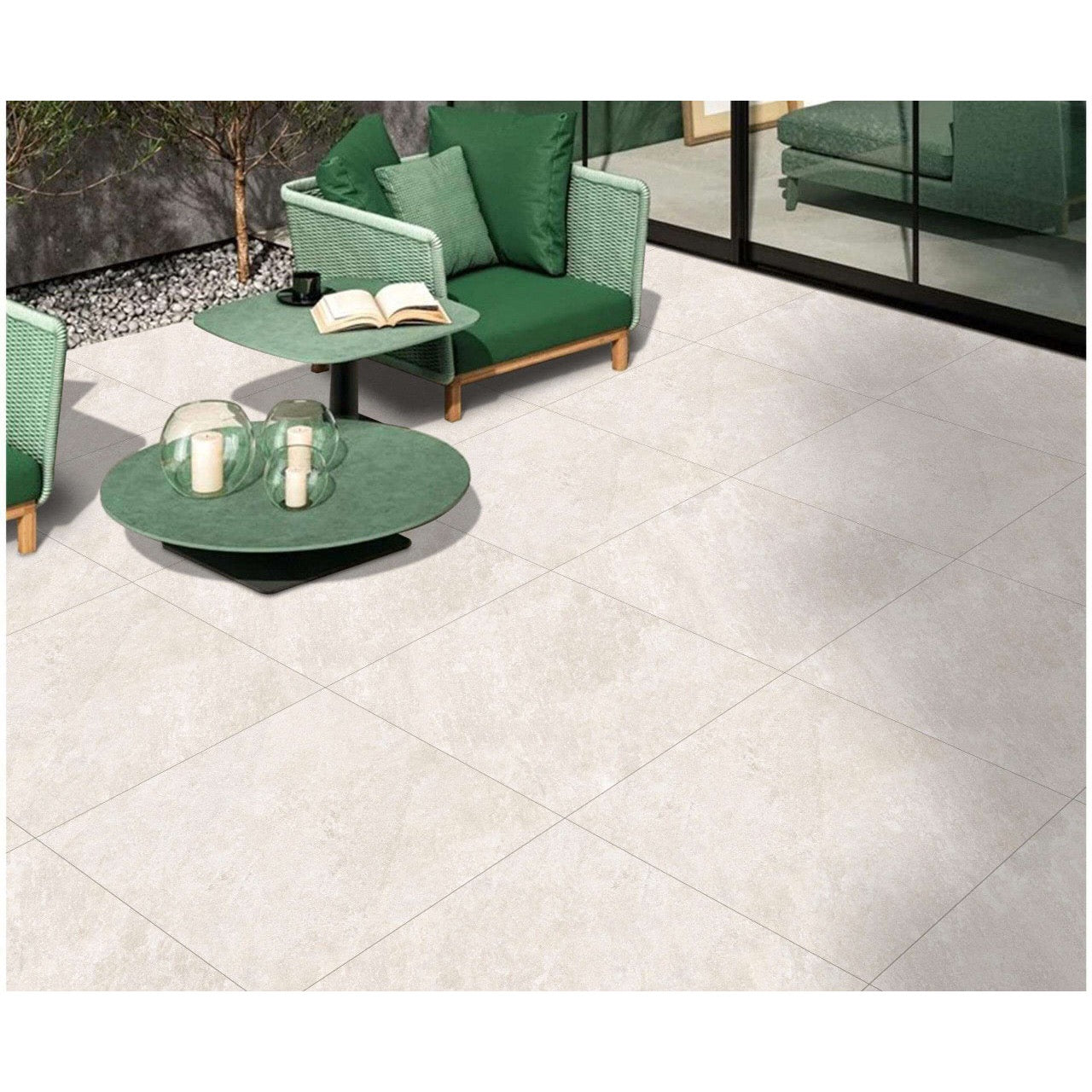 Close-up of quartz effect outdoor porcelain paving surface texture 900x600mm