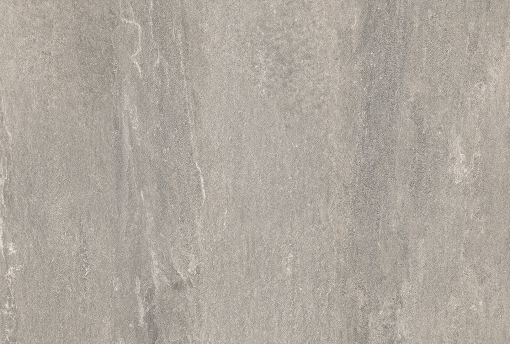 Light cool grey quartz effect porcelain paving tile face 900x600mm