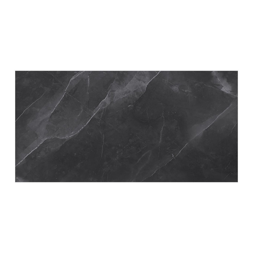 RAK Amani Dark Grey Polished Marble-Effect Porcelain Tile 80x80cm — Clearance Pallet Deal — tile face