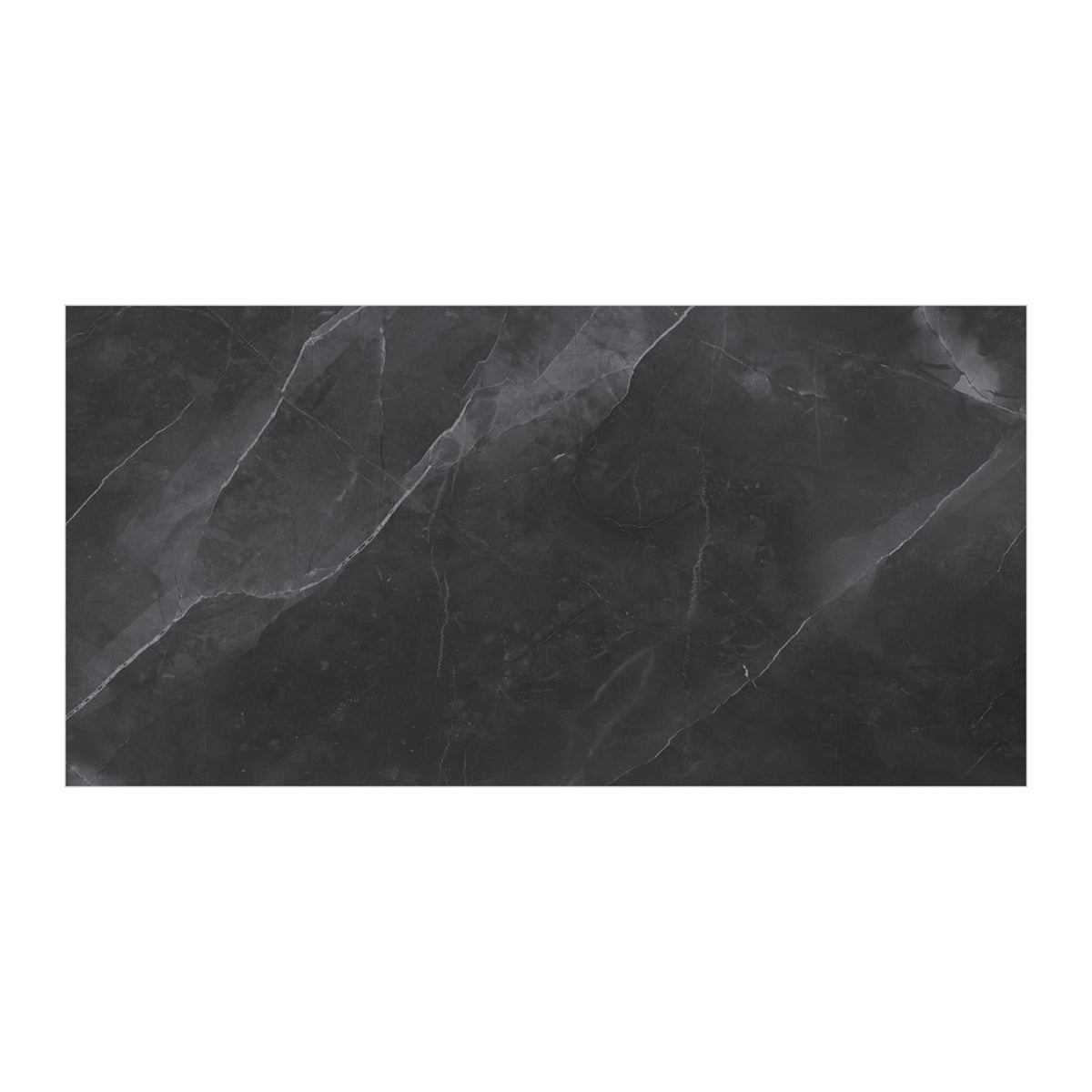 RAK Amani Dark Grey Polished Marble-Effect Porcelain Tile 80x80cm — Clearance Pallet Deal — tile face