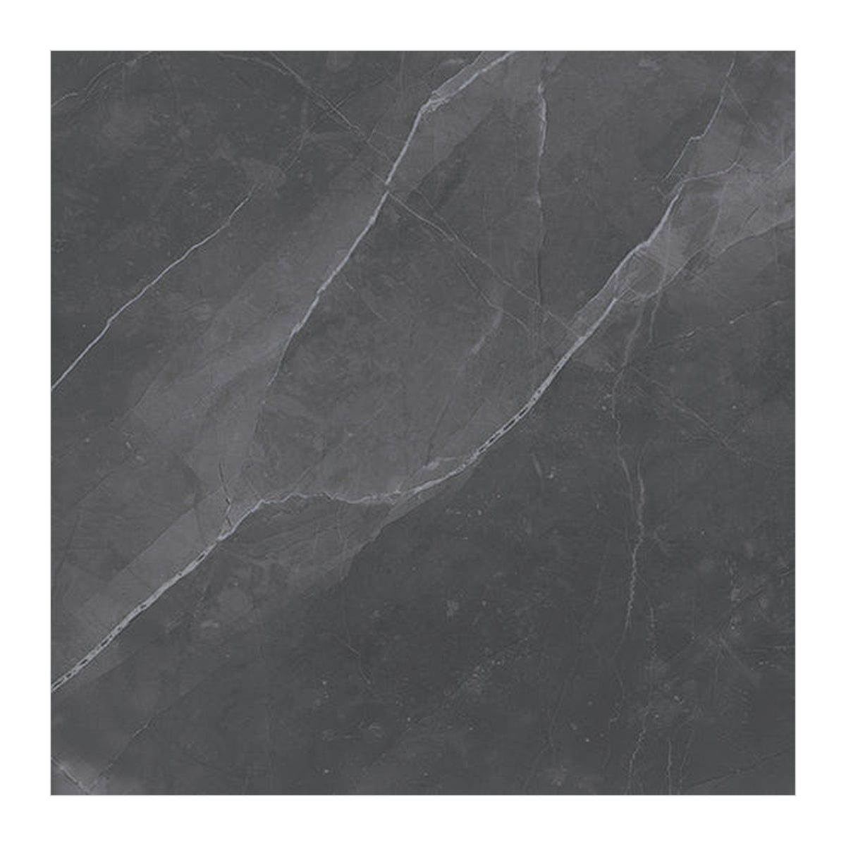 RAK Amani Dark Grey Polished Marble-Effect Porcelain Tile 80x80cm — Clearance Pallet Deal — tile face