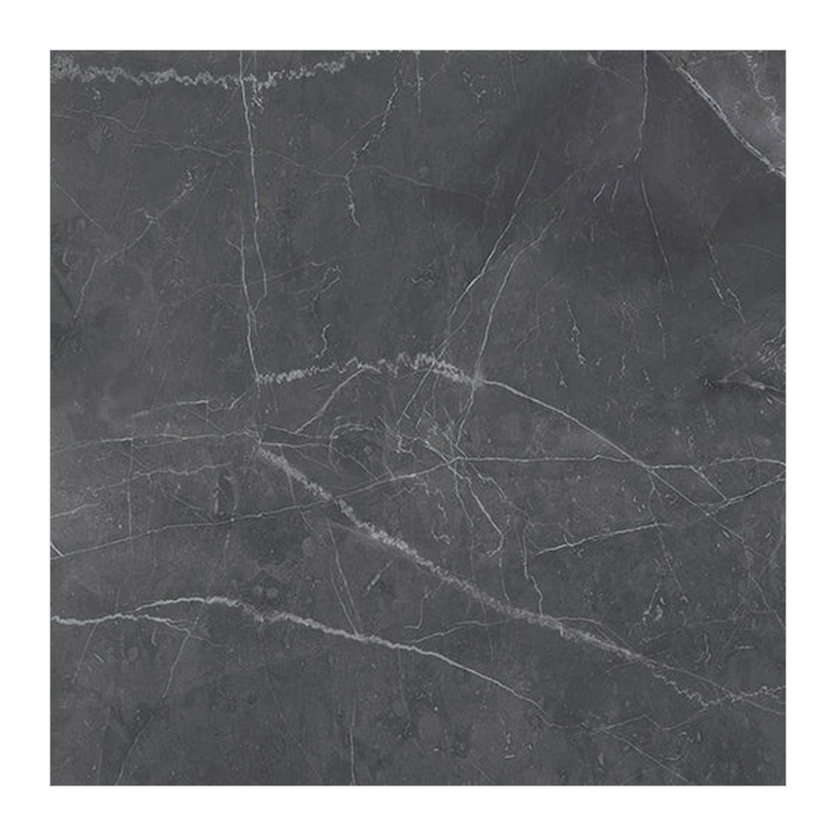 RAK Amani Dark Grey Polished Marble-Effect Porcelain Tile 120x120cm — Clearance Pallet Deal — tile face