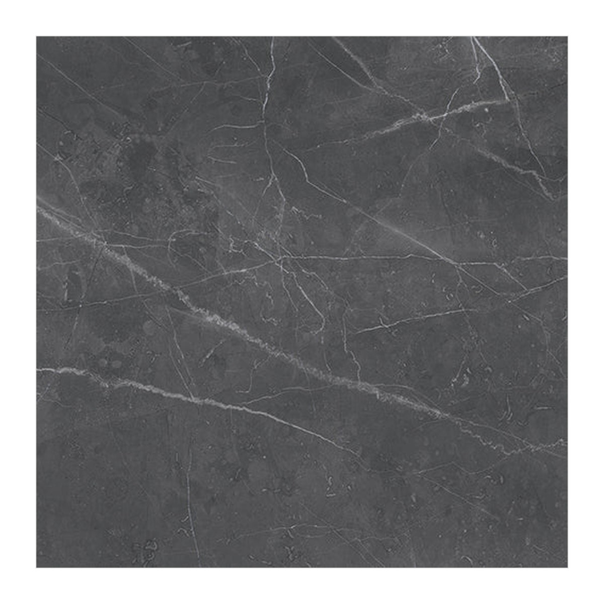 RAK Amani Dark Grey Polished Marble-Effect Porcelain Tile 120x120cm — Clearance Pallet Deal — tile face