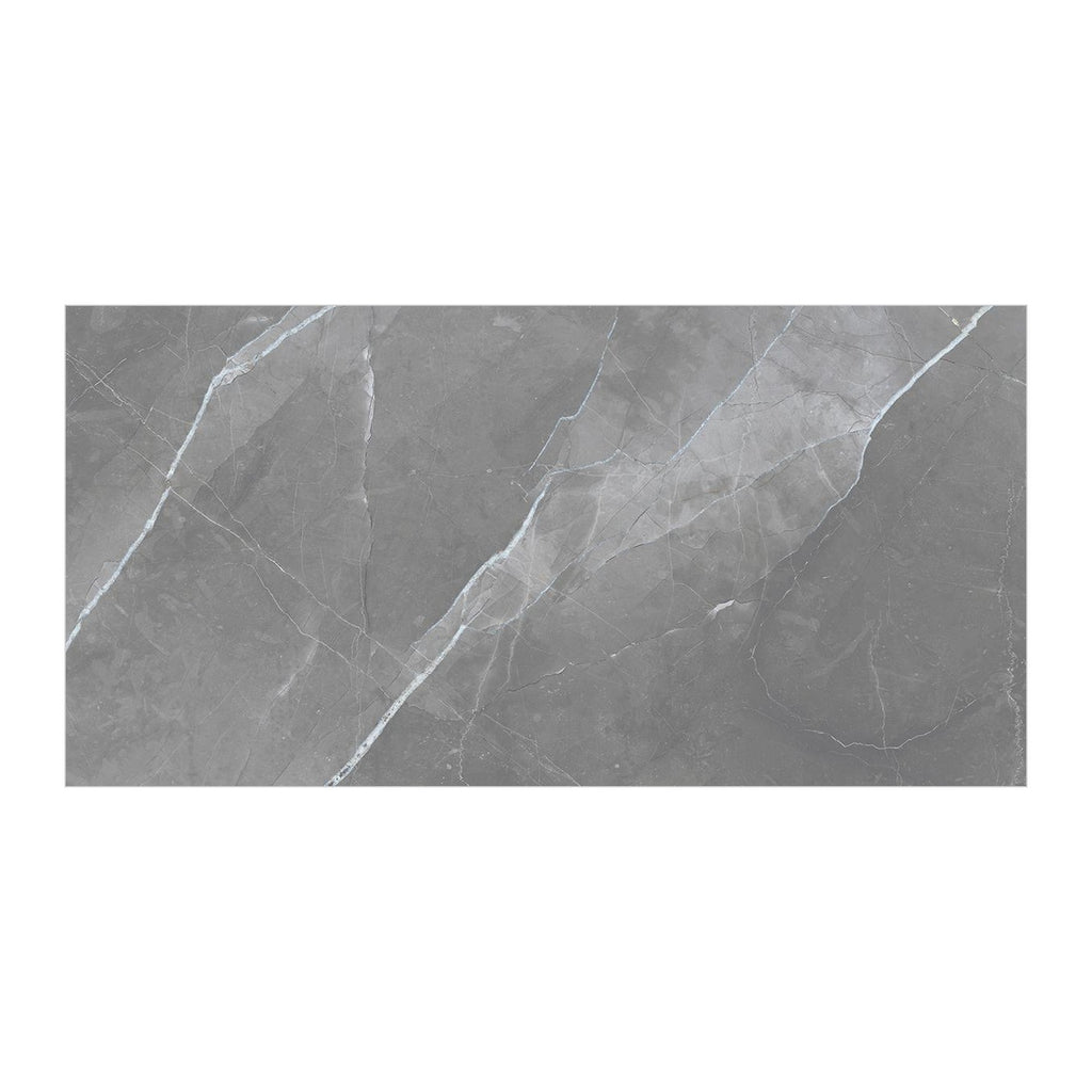 RAK Amani Light Grey Polished Marble-Effect Porcelain Slab 120x240cm — Clearance Pallet Deal — tile face