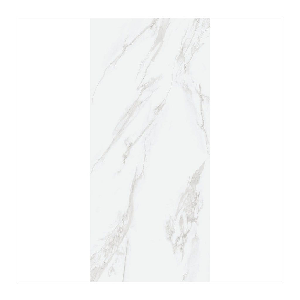 RAK Carrara Grey Polished Marble-Effect Porcelain Slab 120x240cm — Clearance Pallet Deal — tile face