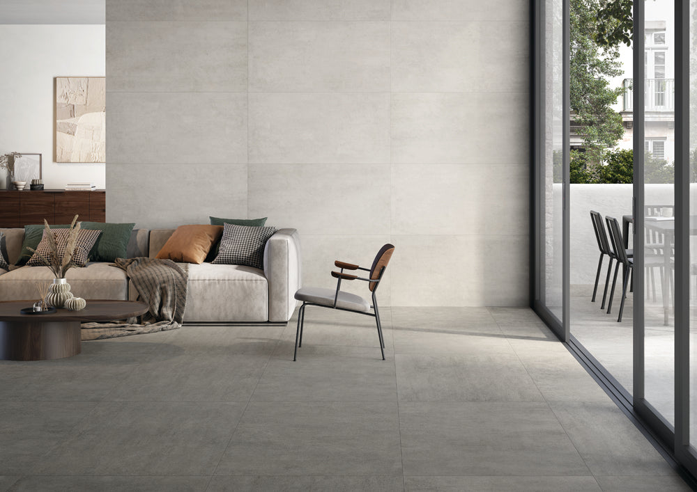 RAK Clay Stone Grey Stone-Effect Porcelain Tile — room setting