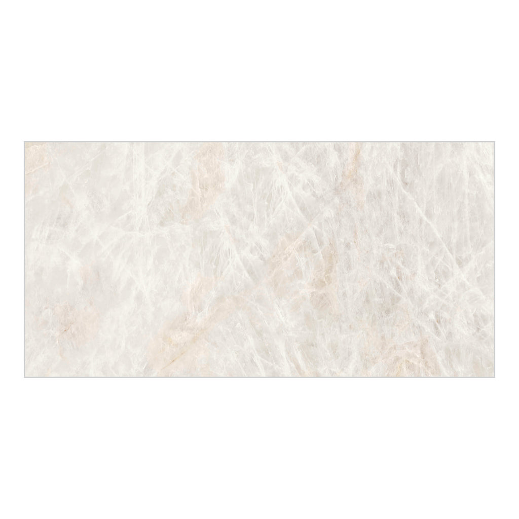 RAK Crystal White Polished Marble-Effect Porcelain Tile — tile face